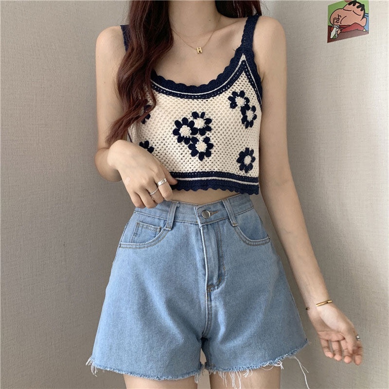 Áo hai dây YEYA dệt thêu hoa xinh xắn dành cho nữ