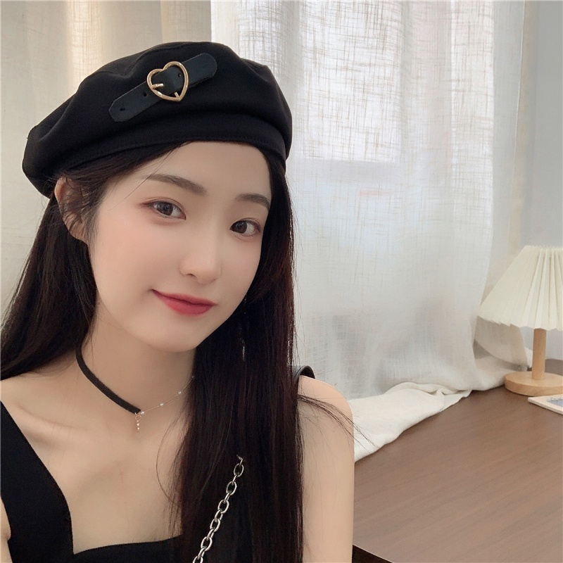 Mũ Nồi Màu Đen Ngọt Ngào Thoáng Khí Thanh Lịch Thời Trang Xuân Thu Cho Nữ