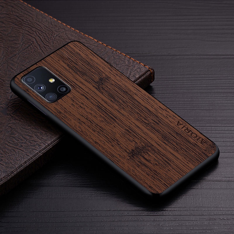 Ốp Bao Da Điện Thoại Họa Tiết Vân Gỗ Cho samsung galaxy m51 m31 m31s funda