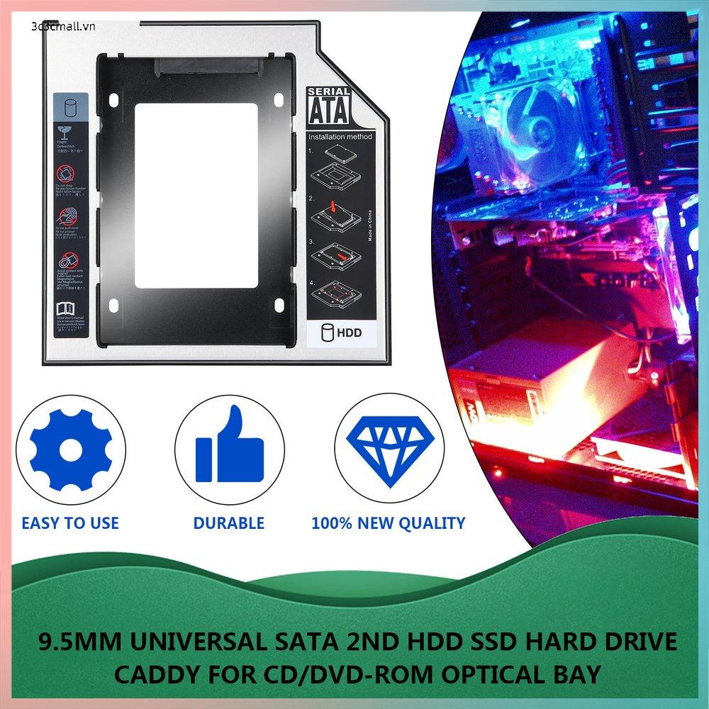 ✨chất lượng cao✨9.5mm Universal SATA 2nd HDD SSD Hard Drive Caddy For CD/DVD-ROM Optical Bay