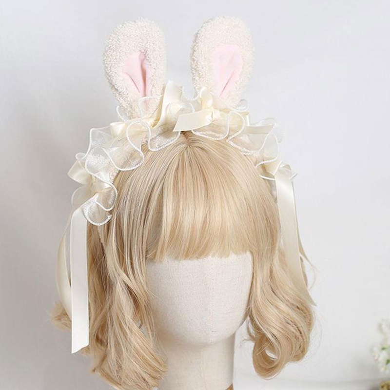 Băng Đô Cài Tóc Hình Thỏ Bông Phong Cách Lolita Đáng Yêu
