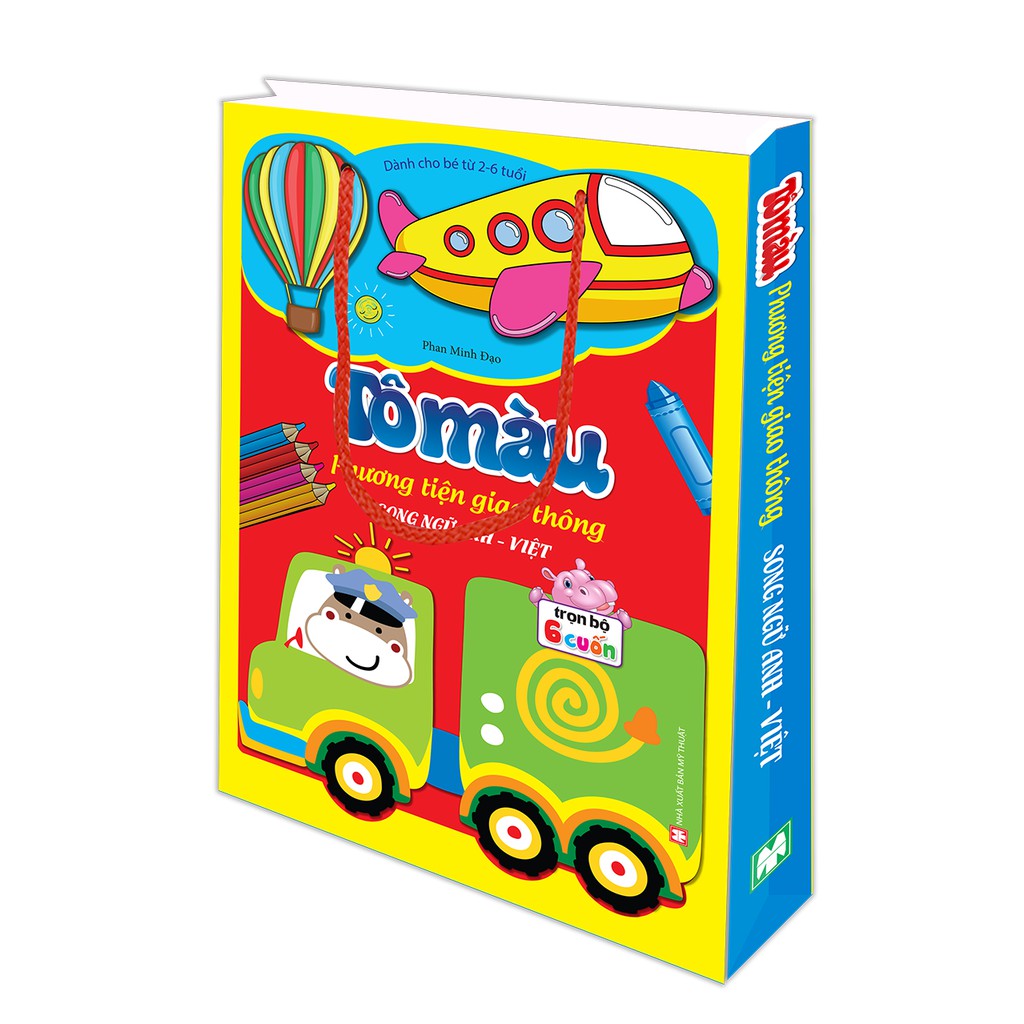 Sách - Túi tô màu phương tiện giao thông song ngữ Anh Việt (trọn bộ 6 tập)