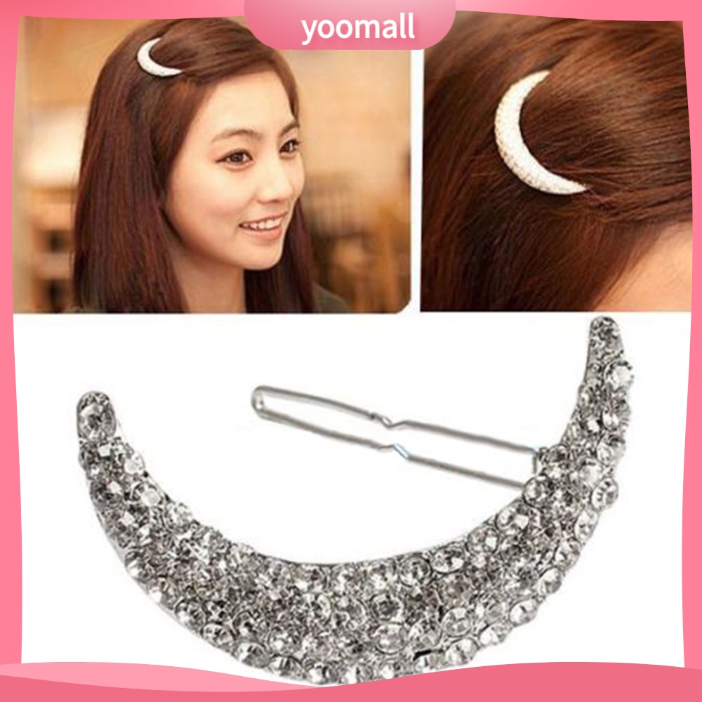 Kẹp tóc nữ hình mặt trăng đính đá thời trang