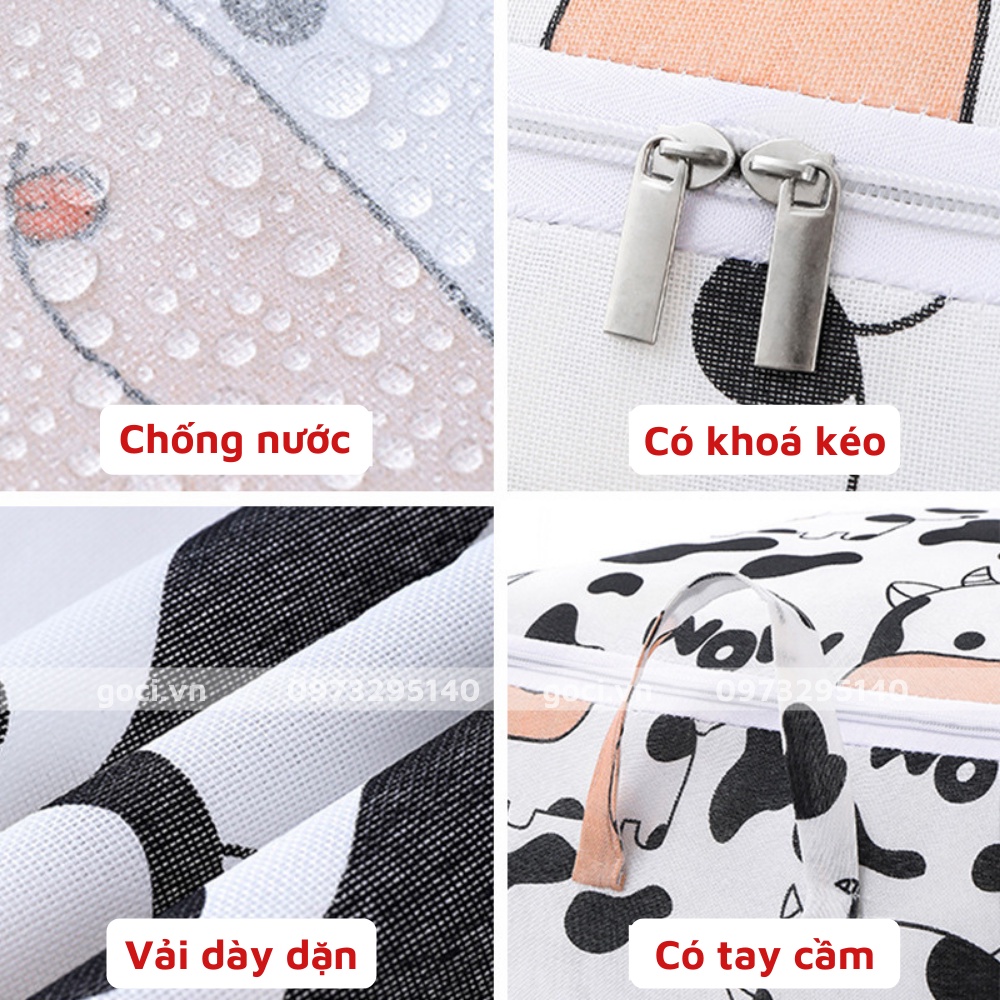 Túi đựng chăn màn quần áo 100L đa năng vải canvas túi có nắp khoá miệng chống thấm nước và côn trùng cất trữ đồ tiện lợi