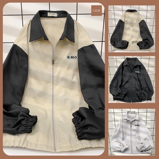 Áo khoác kaki bomber jacket nam nữ thêu logo bmo ulzzang unisex form rộng thể thao