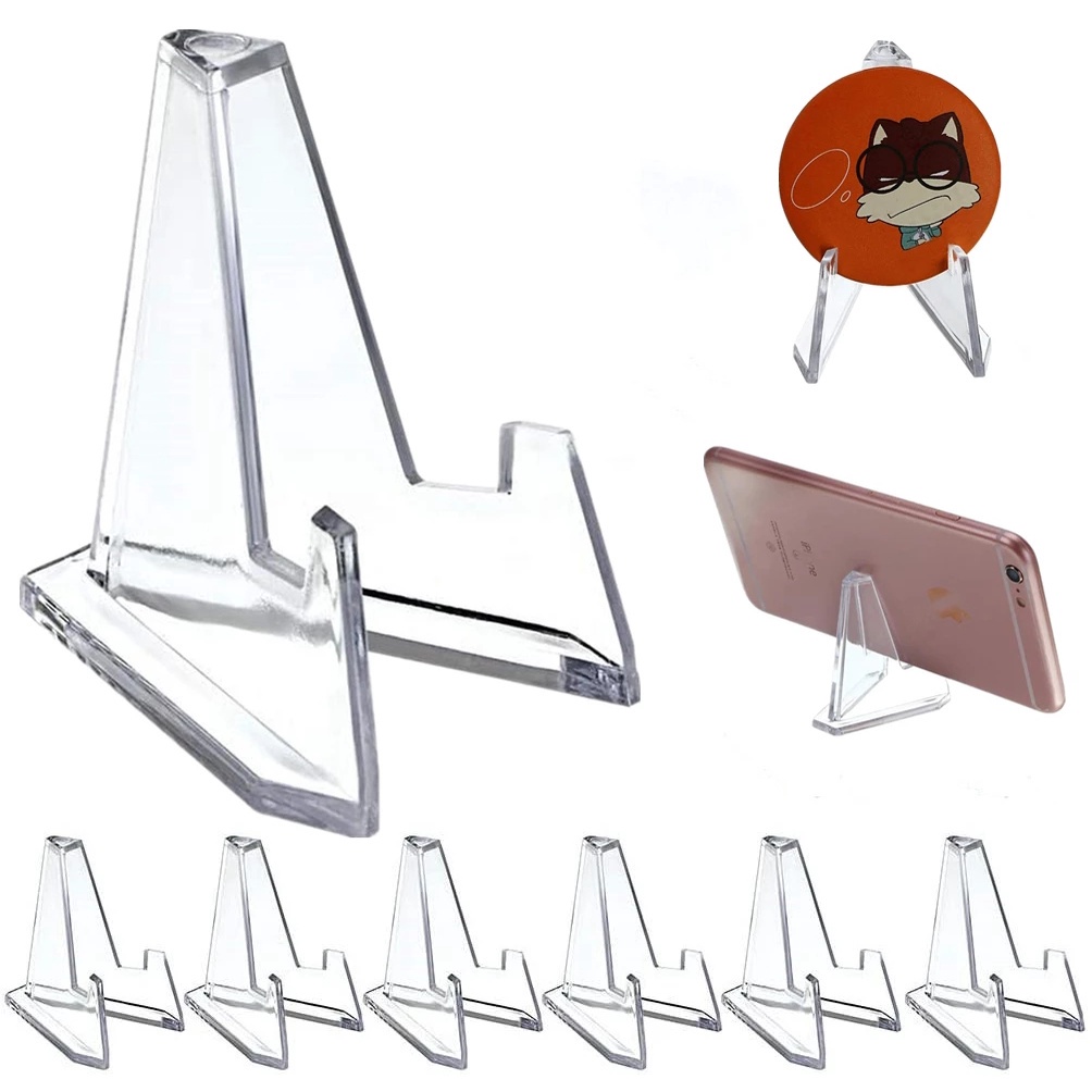 1 Giá Đỡ Điện Thoại/Thẻ/Tiền Xu Bằng Nhựa Acrylic Trong Suốt Hình Tam Giác
