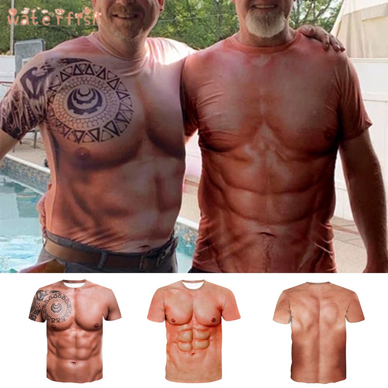 Muscle Tattoo Print T-Shirt Men Short Sleeve 3D Digital Printing T- | BigBuy360 - bigbuy360.vn