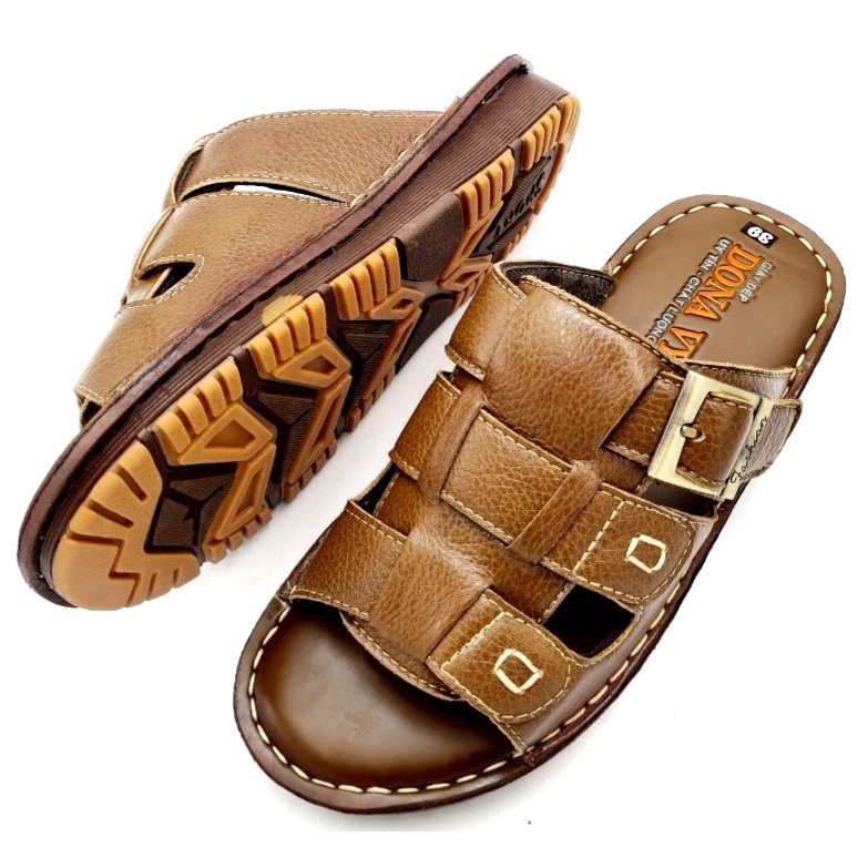 Dép Da Nam Kết Hơp Khuy Đồng Nam Tính-Kinson Shop