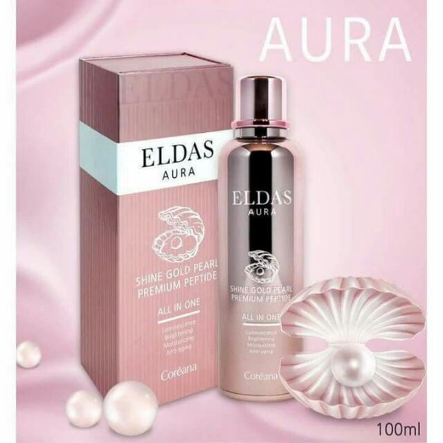 Tinh Chất Tế Bào Gốc Eldas Aura Shine Gold Pearl Premium Peptide All In One Coréana 100ml