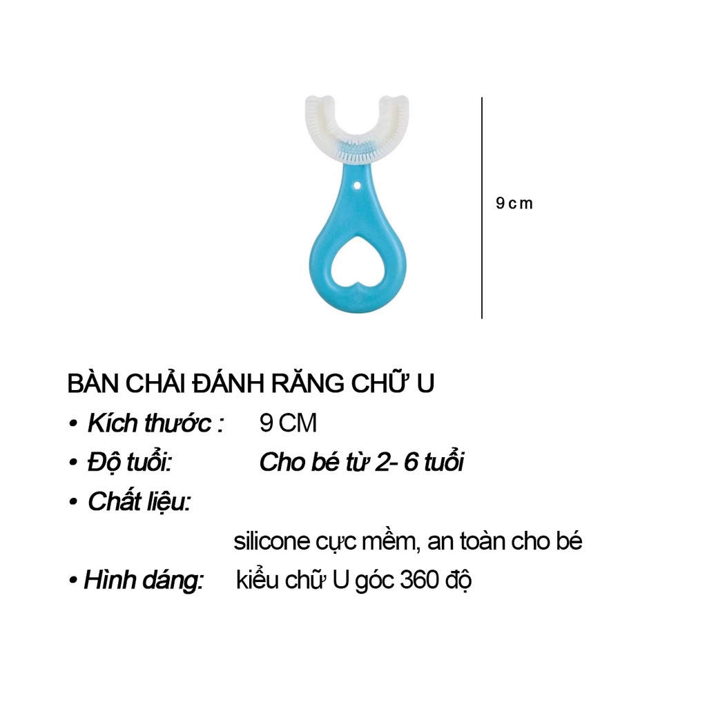 BÀN CHẢI ĐÁNH RĂNG chữ U silicone siêu mềm cho bé từ 2-6 tuổi