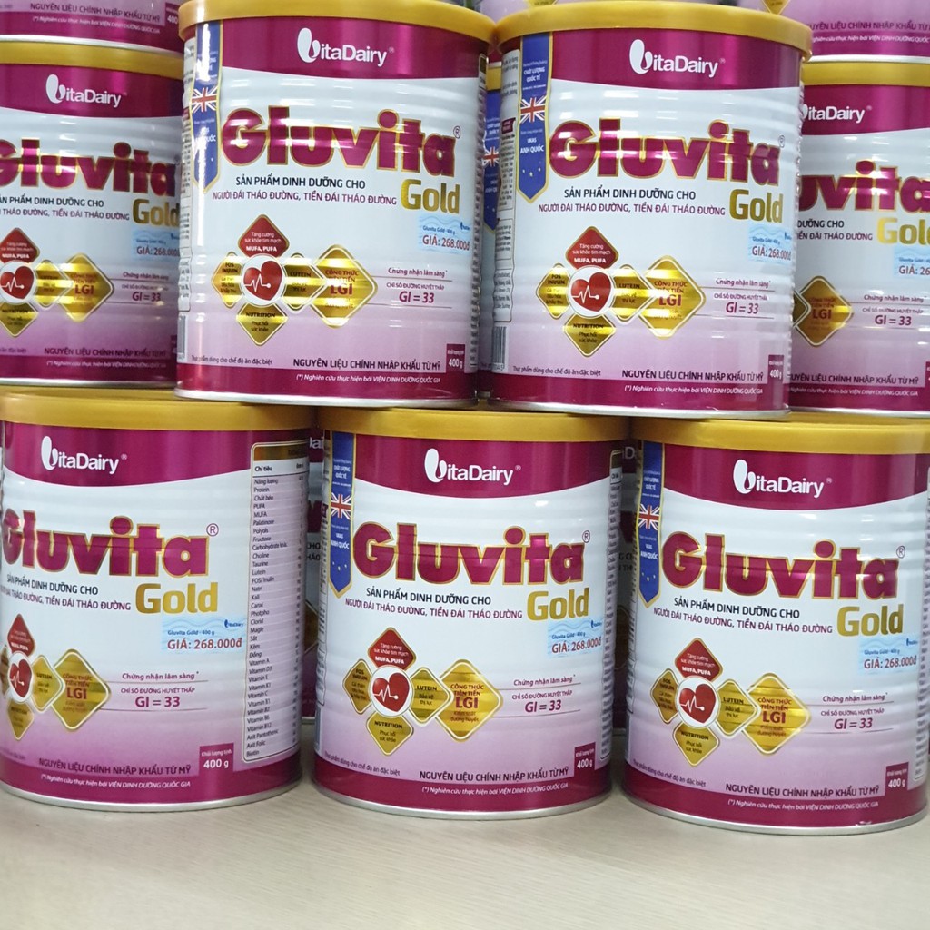 Combo 3 Lon Sữa Gluvita Gold 400g (người bệnh tiểu đường) Date 2022