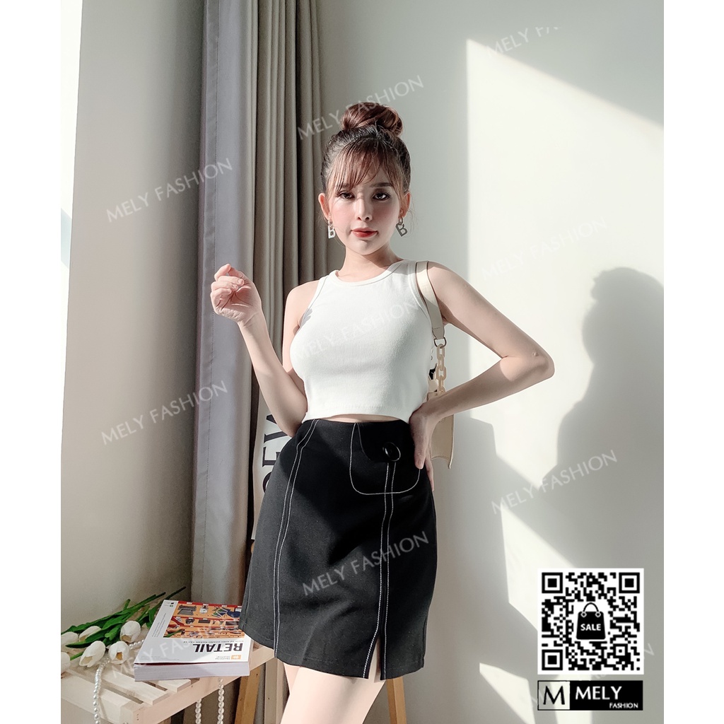 Chân váy ngắn chữ A chỉ nổi đơn giản đẹp sang trọng vô cùng tôn dáng Mely's Fashion CV09