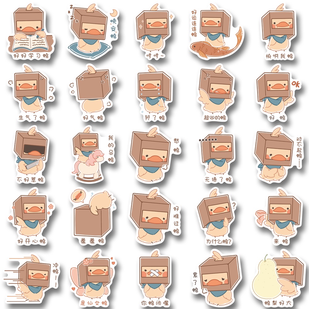 Bộ 50 Miếng Dán Trang Trí Laptop / Điện Thoại Hình Vịt Hoạt Hình Chống Thấm Nước