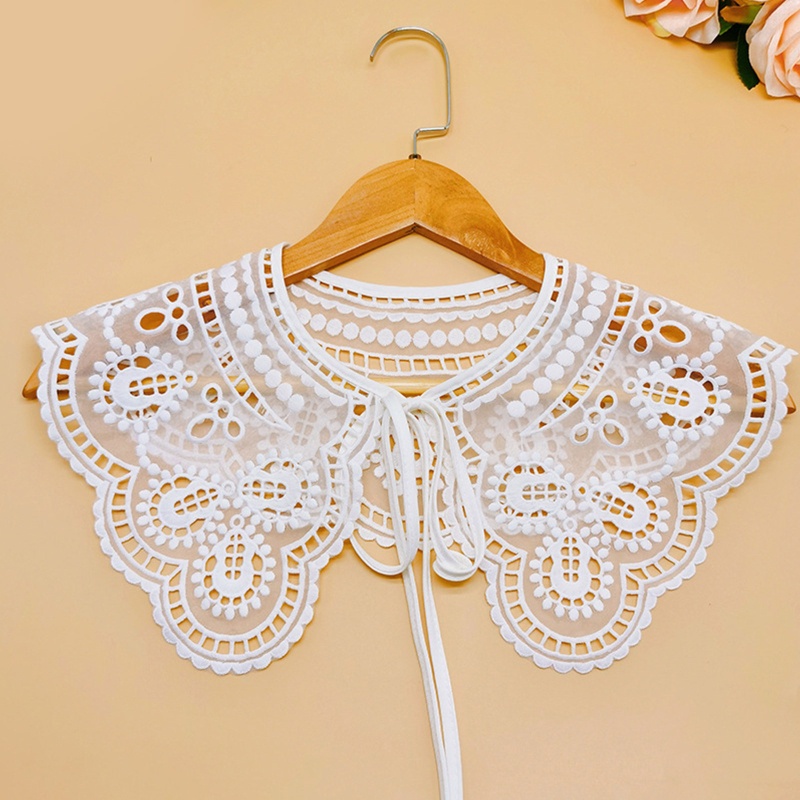 Vòng Cổ Bằng Vải Organza Thêu Ren Lỗ Có Thể Tháo Rời Cho Nữ