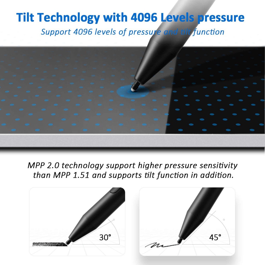 Bút Cảm Ứng Áp Suất 4096 Cho Microsoft Surface Pro X / 7 / 6 / 5 / 4 Laptop / Book / Go / Studio