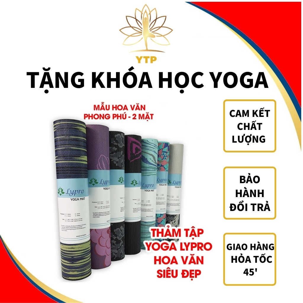 Thảm Tập Yoga LYPRO PVC Loại 1 Hoa Văn Hai Mặt ❤️️ TẶNG TÚI ĐỰNG CAO CẤP ❤️️  Dày 6mm Hàng VNXK Siêu Dày Êm Đẹp