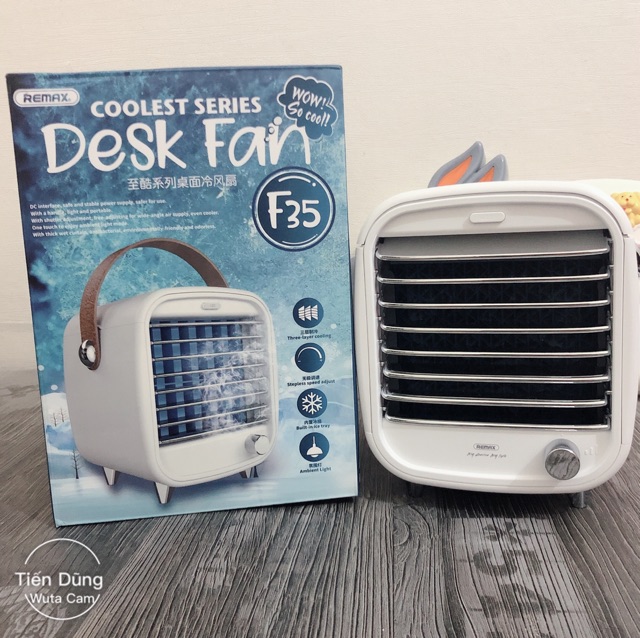 Quạt điều hoà hơi nước đá mini remax F35 Desk Fan mini chính hãng hay quạt nước đá Remax F35