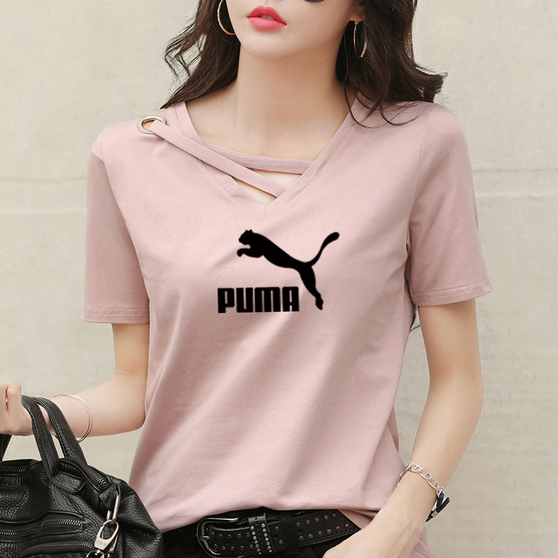 Áo Thun Tay Ngắn Dáng Rộng In Hình Puma Cá Tính Cho Nữ