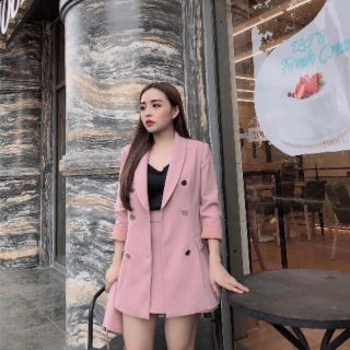 Sét áo Vest phom dài áo lót trong và chân váy