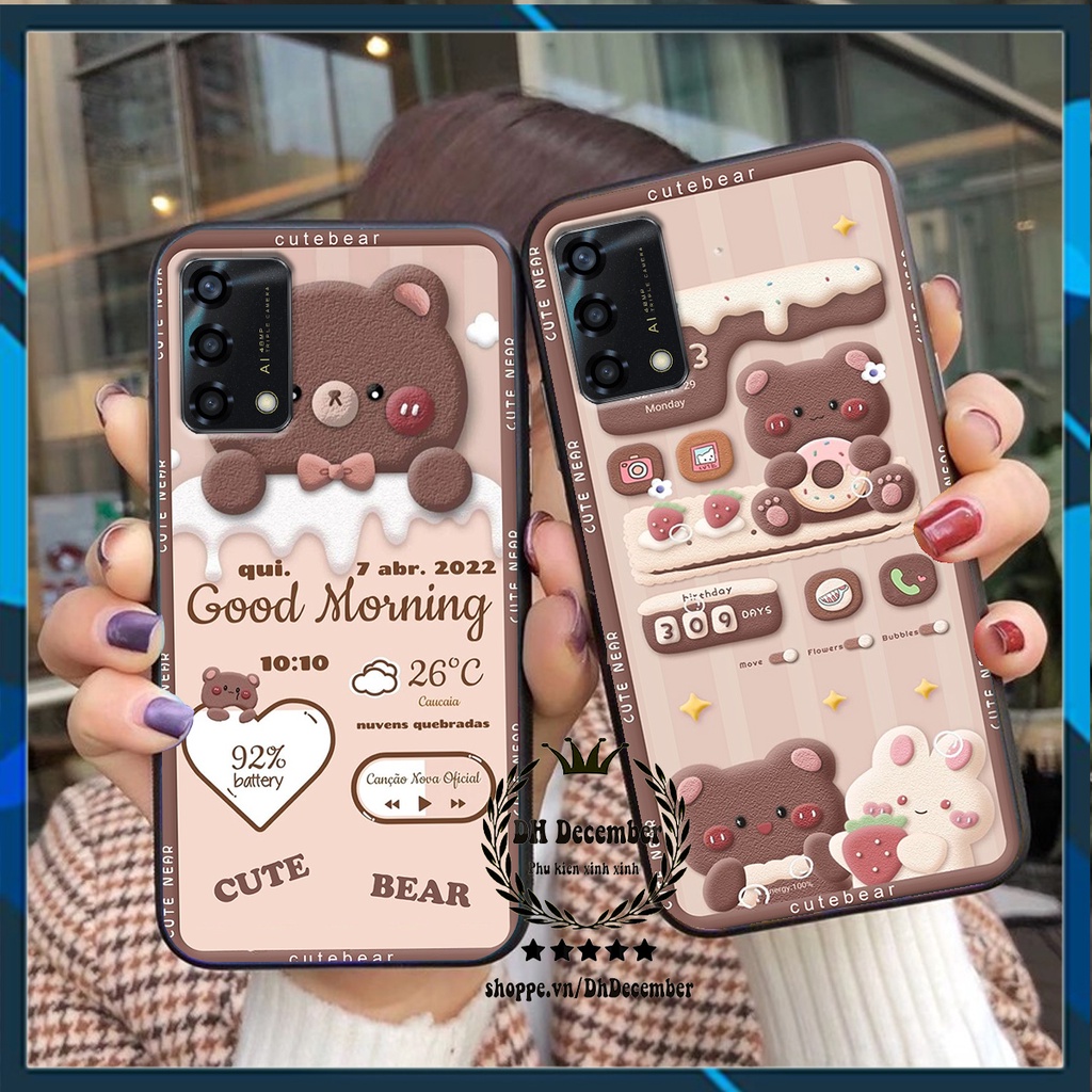 Ốp lưng Oppo A74 / A95 in hình 3D GẤU HỒNG-GẤU BE3R -XINH XẺO CỰC ĐẸP