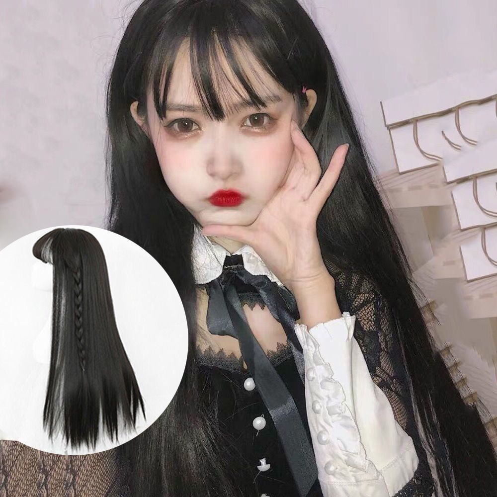 Bộ Tóc Giả Dài Thẳng Màu Đen Kèm Mũ Đội Cho Nữ