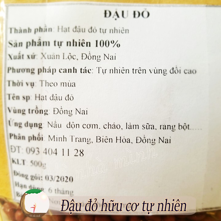 ĐẬU ĐỎ HỮU CƠ TỰ NHIÊN 500G canh tác theo mùa vụ, không chất bảo quản
