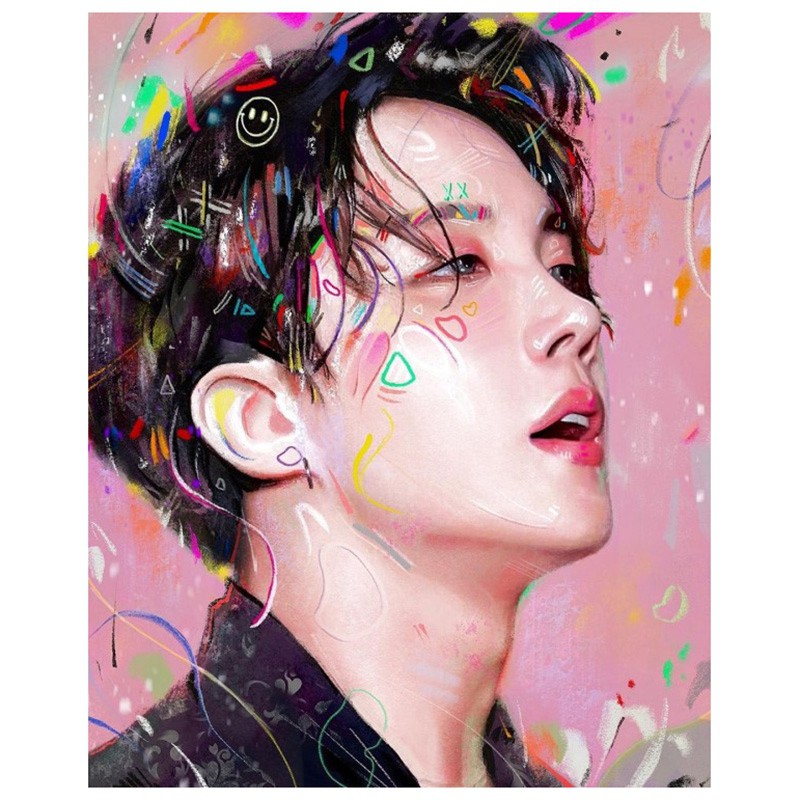 Tranh đính đá treo tường hình thành viên nhóm nhạc BTS cỡ 30x40cm