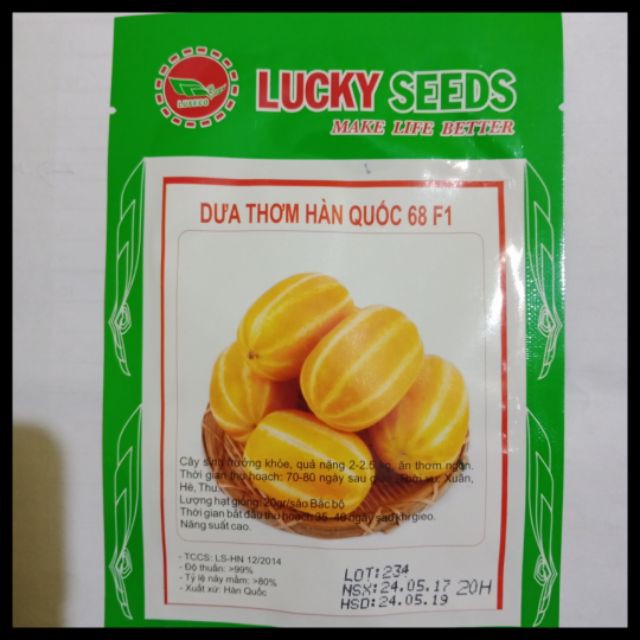 Bán Combo 2 gói hạt giống Dưa Thơm Hàn Quốc,tặng 1 gói phân NPK hàng chuẩn