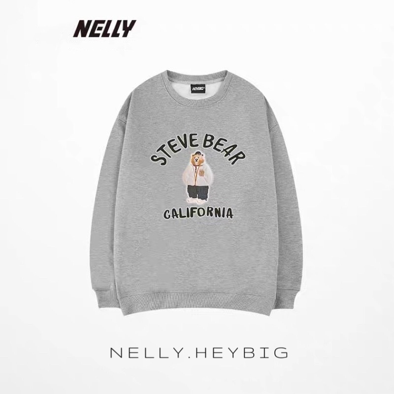 Áo sweater  Nelly Heybig chất nỉ bông form rộng dành cho nam và nữ Steave bear 220917