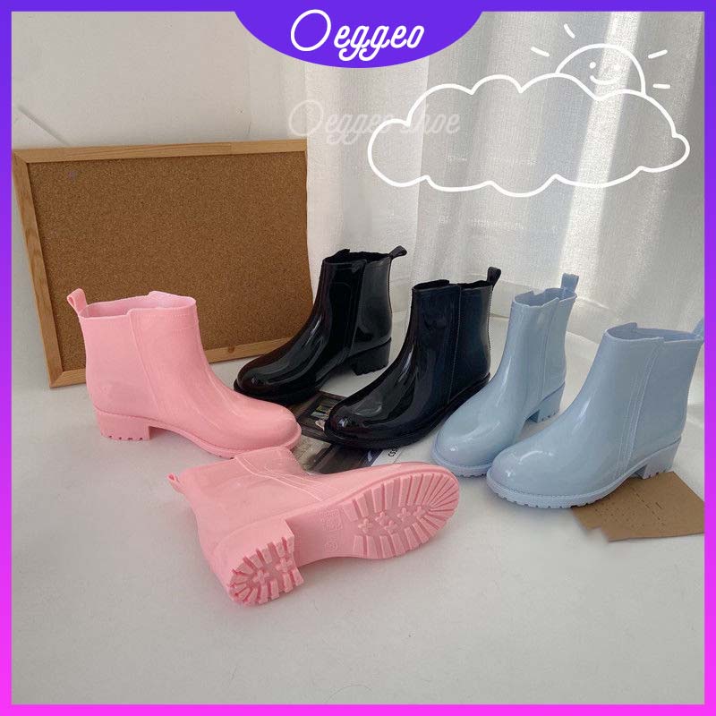 Oeteo Giày Bốt Cao Su Đi Mưa Chống Trượt Không Thấm Nước Thiết Kế Xinh Xắn Cho Nữ
