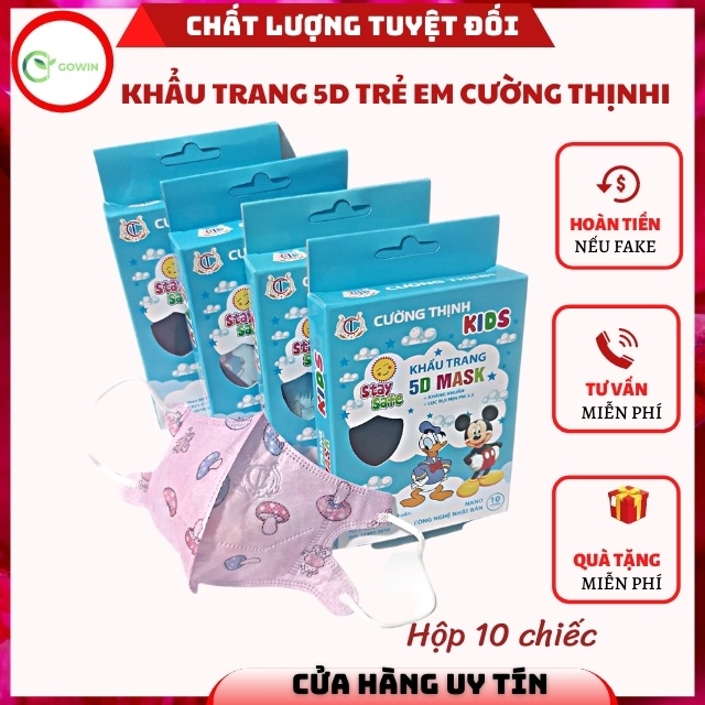 [ SIÊU SALE BÉ 1-5 TUỔI ] 20CHIẾC Khẩu Trang 5D Kids Trẻ Em Mask Cường Thịnh Duy Quân Hộp 10C Bền Đẹp