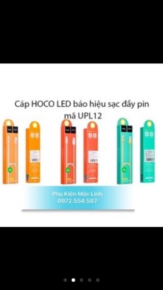 Dây sạc iPhone hoco dài 2m có đèn led báo hiệu