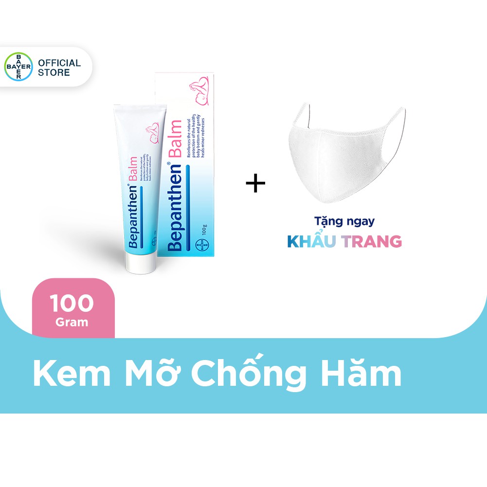 Kem chống hăm Bepanthen Balm dạng kem mỡ - tuýp 100g - Tặng 4 khẩu trang vải