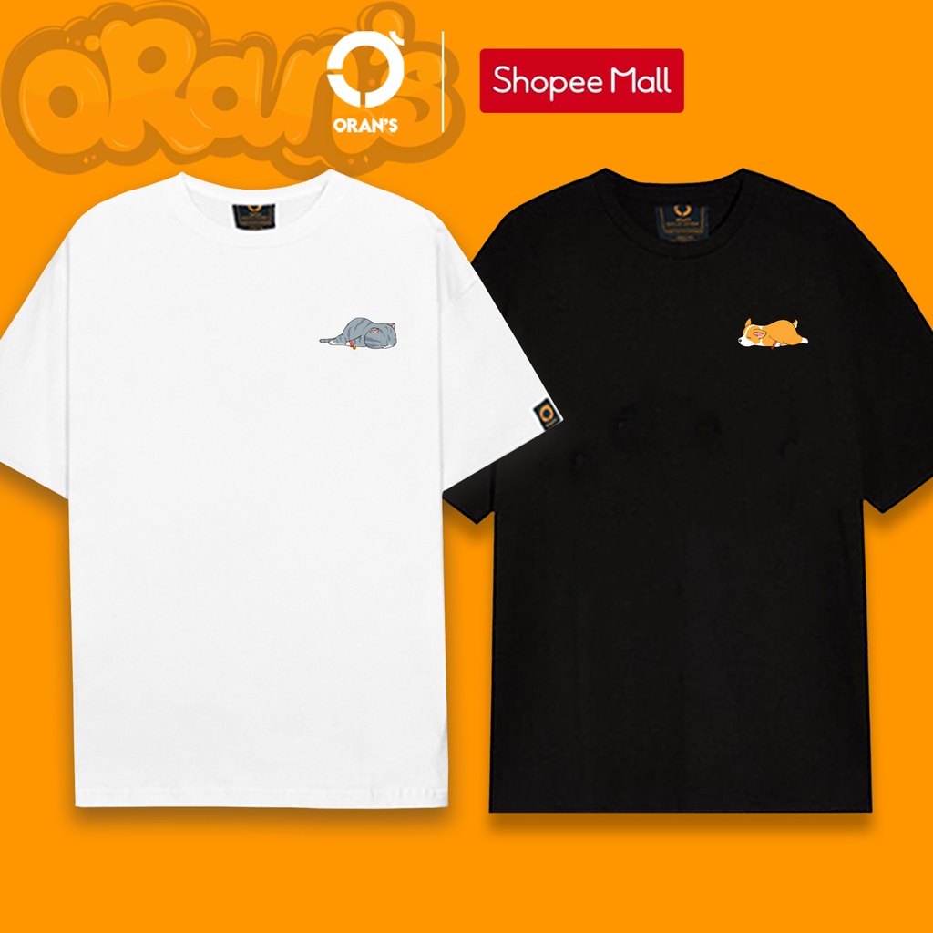 Áo thun Couple Tee áo đôi in hình chó mèo mini 09 nam nữ tay lỡ Oversize chất COTTON 4C, FULLBOX - ORAN'S TEE CORGI
