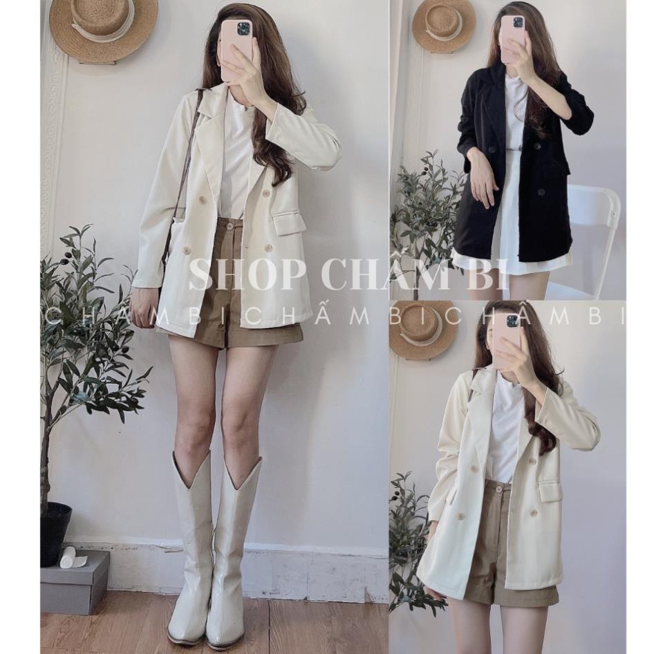 Áo khoác nữ phong cách Hàn Quốc A.243, Áo blazer dài tay 1 lớp 4 cúc vạt vuông 4 màu cực xinh