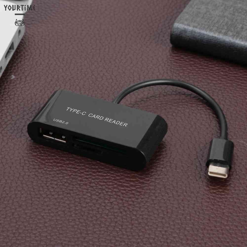 Đầu Đọc Thẻ Nhớ 3 Trong 1 Type C Sang USB 2.0 TF OTG Hub Cho Macbook