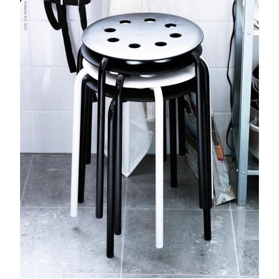 Ghế đẩu tròn chân sắt IKEA Marius - Đen