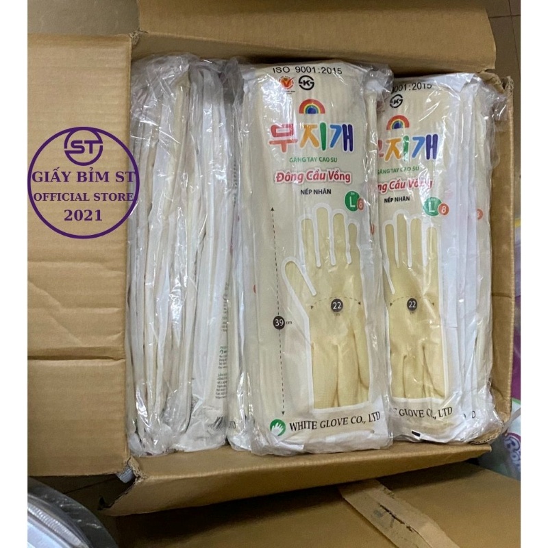 Túi 10 đôi Găng tay cao su Hàn Quốc Cầu vồng đủ size S, M, L (rửa bát, bảo hộ, làm vệ sinh)