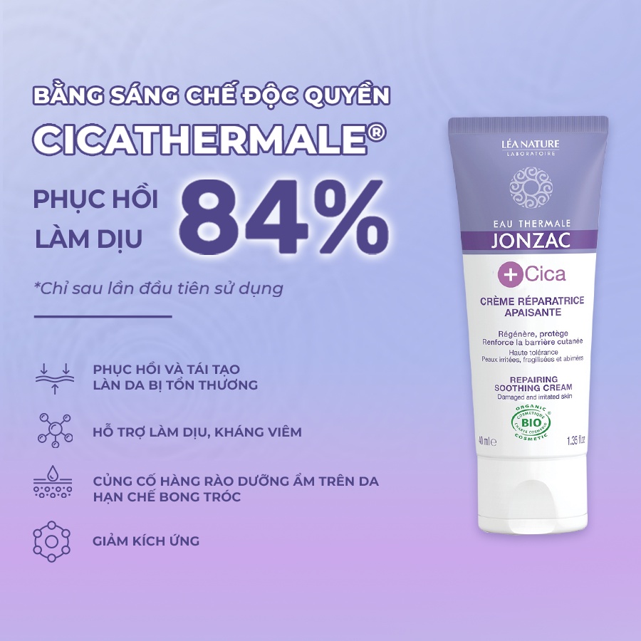 Kem Dưỡng Cica Hữu Cơ Phục Hồi Và Làm Dịu Da Eau Thermale Jonzac 40ml -100ml