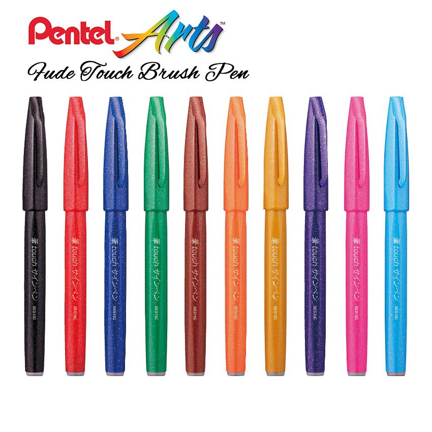 Bút viết thư pháp Pentel Fude Touch Brush Sign Pen 12 màu cơ bản (bán lẻ theo màu)-