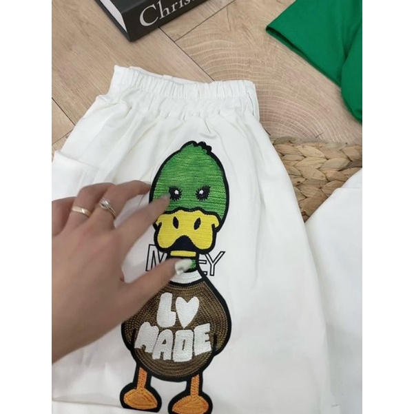 [FREESHIP] Set vịt 3 món áo thun cotton xanh + quần đũi mềm có túi + belt siêu xinh hot nhất Vịnh Bắc Bộ