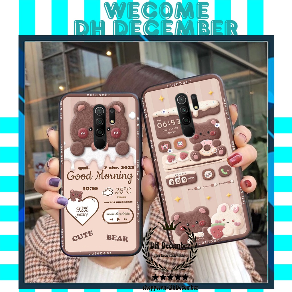 Ốp lưng Xiaomi REDMI 9 in hình 3D GẤU HỒNG-GẤU BE3R -XINH XẺO CỰC ĐẸP