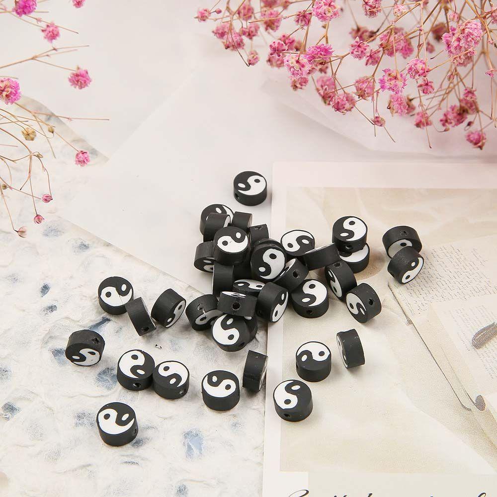QQMALL Chuỗi Hạt 10mm Màu Trắng Đen Làm Vòng Tay / Vòng cổ / Bông Tai Mềm Mại