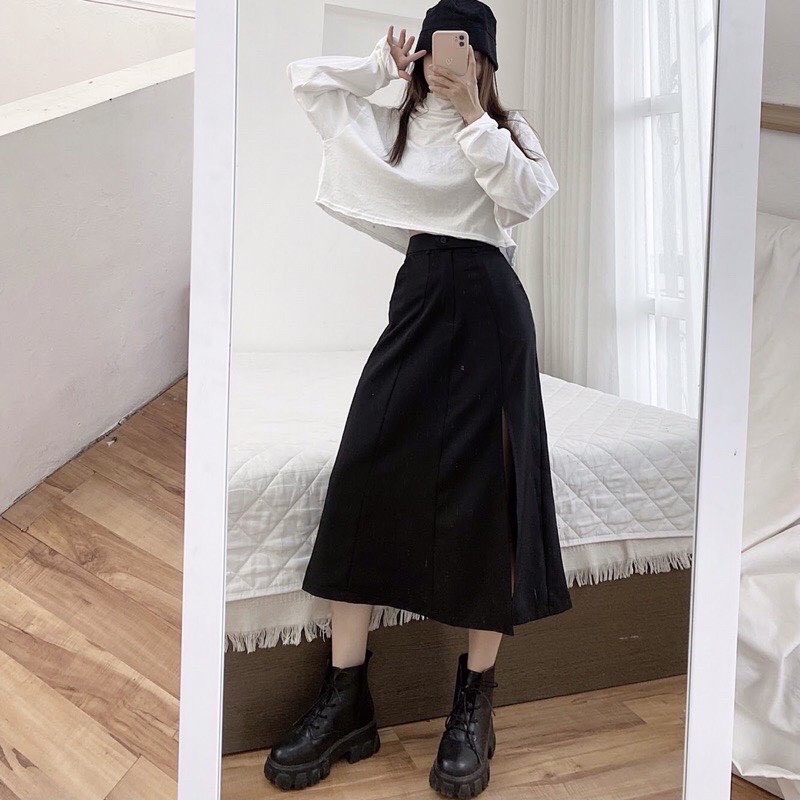 [MÃ THOI20K4Q GIẢM 20% ĐƠN 500K] Váy thiết kế,chân váy chữ a xẻ tà Ulzzang Hàn Quốc xinh đẹp quyến rũ | BigBuy360 - bigbuy360.vn