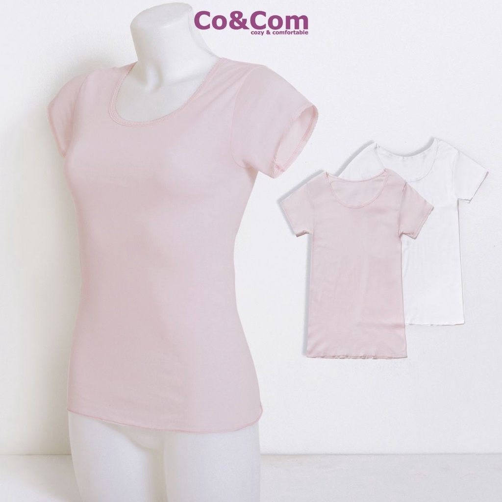 Áo T-Shirt Cổ Tròn Áo Thun Nữ Nhật Cotton Co&amp;Com WOMEN INER 1 Mềm Mại Thoáng Mát