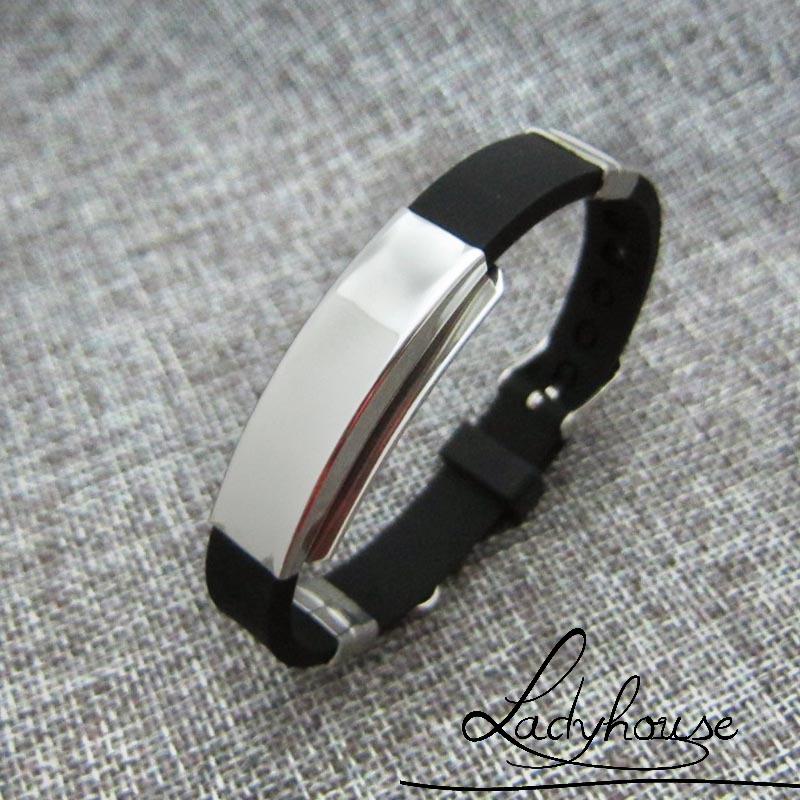 Vòng tay silicone phối thép titan phong cách Hàn Quốc cho cặp đôi