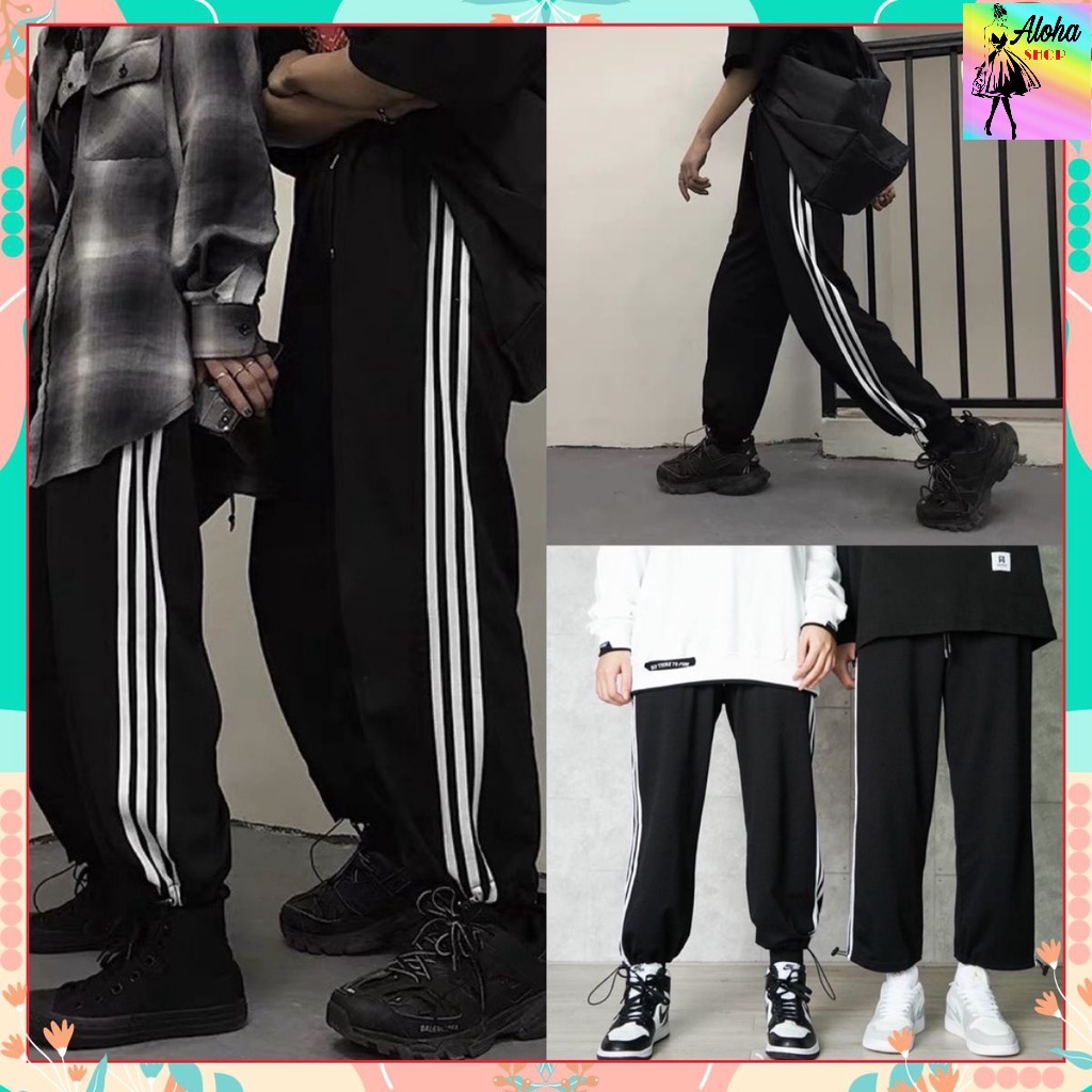 Quần 3 sọc chốt gấu alohashop91 dáng ống rộng chạy rót 3 sọc, vải sạn tàu, mặc được 2 kiểu Hàng Rẻ