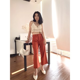 Quần tây linen cam đất/navy - Mé Hè