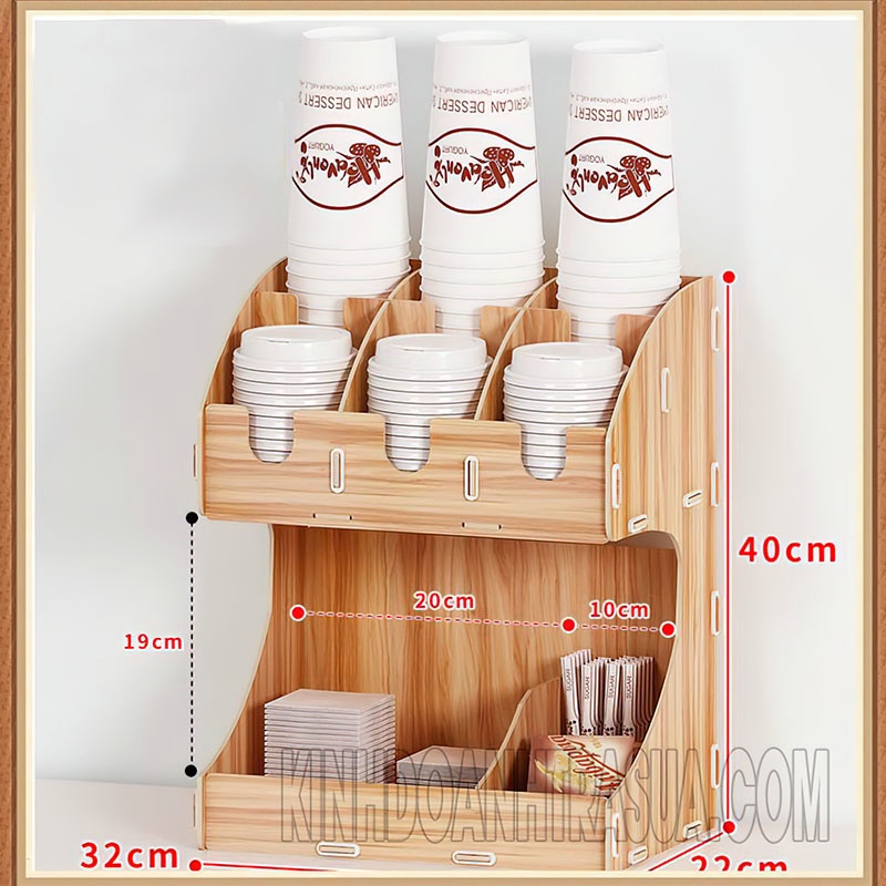 Kệ Đựng Ly Nhựa 2 Tầng - 6 + 2 Ngăn