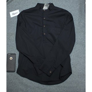 Sơ Mi cổ tàu nam màu đen